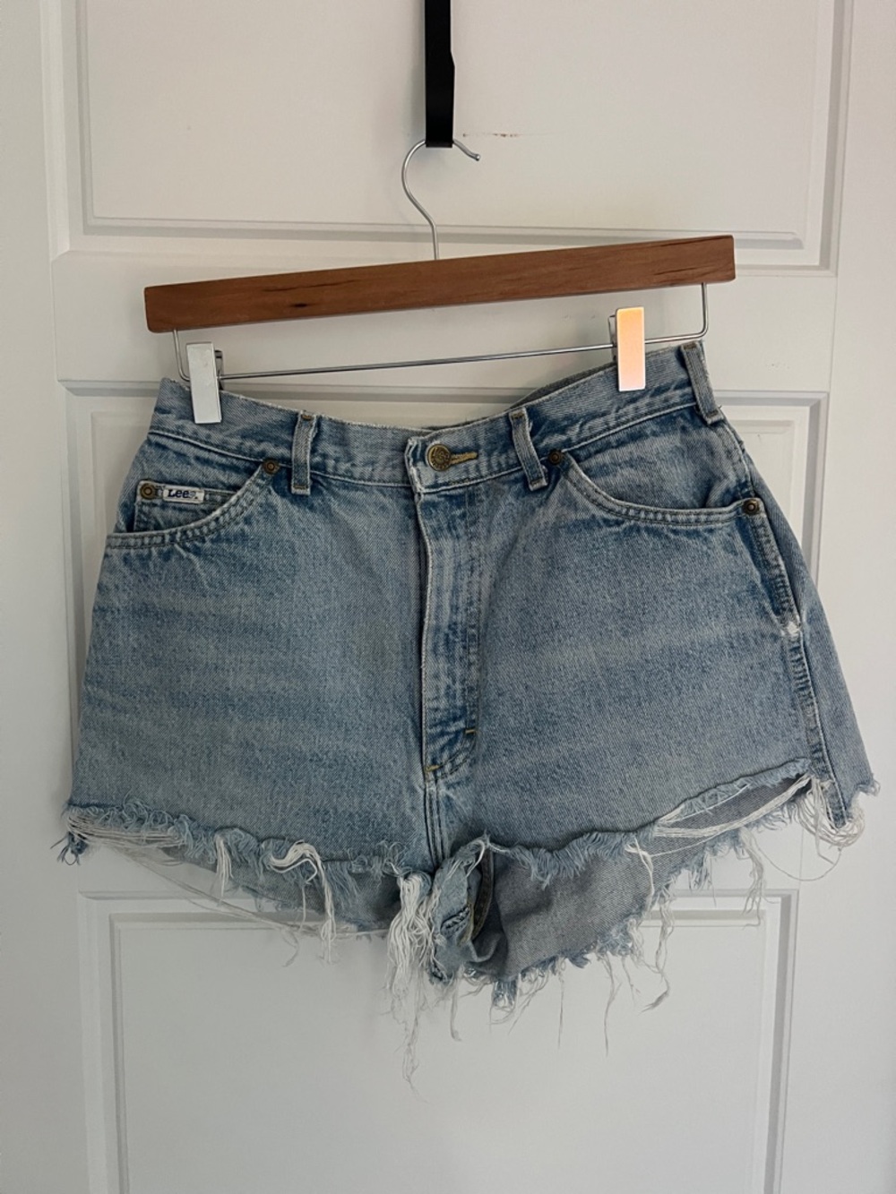 Lee Light Wash High-Rise Denim Cutoff Shorts